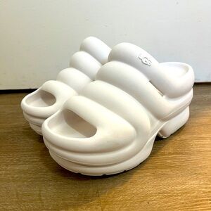 Womens 6 UGG Aww Yeah White Women's Platform Slingback Sandals